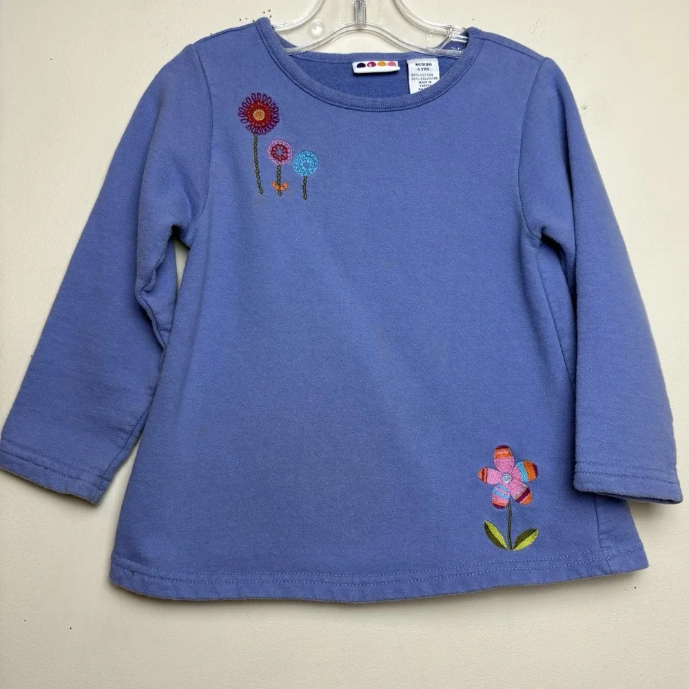 Gymboree Girls Flower Long Sleeve Purple Vtg Size 4 Embroidered